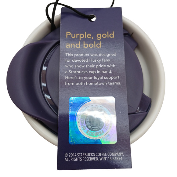 Starbucks UW University of Washington Purple Gold Tumbler Ceramic Mug w/ Lid New - Picture 5 of 10